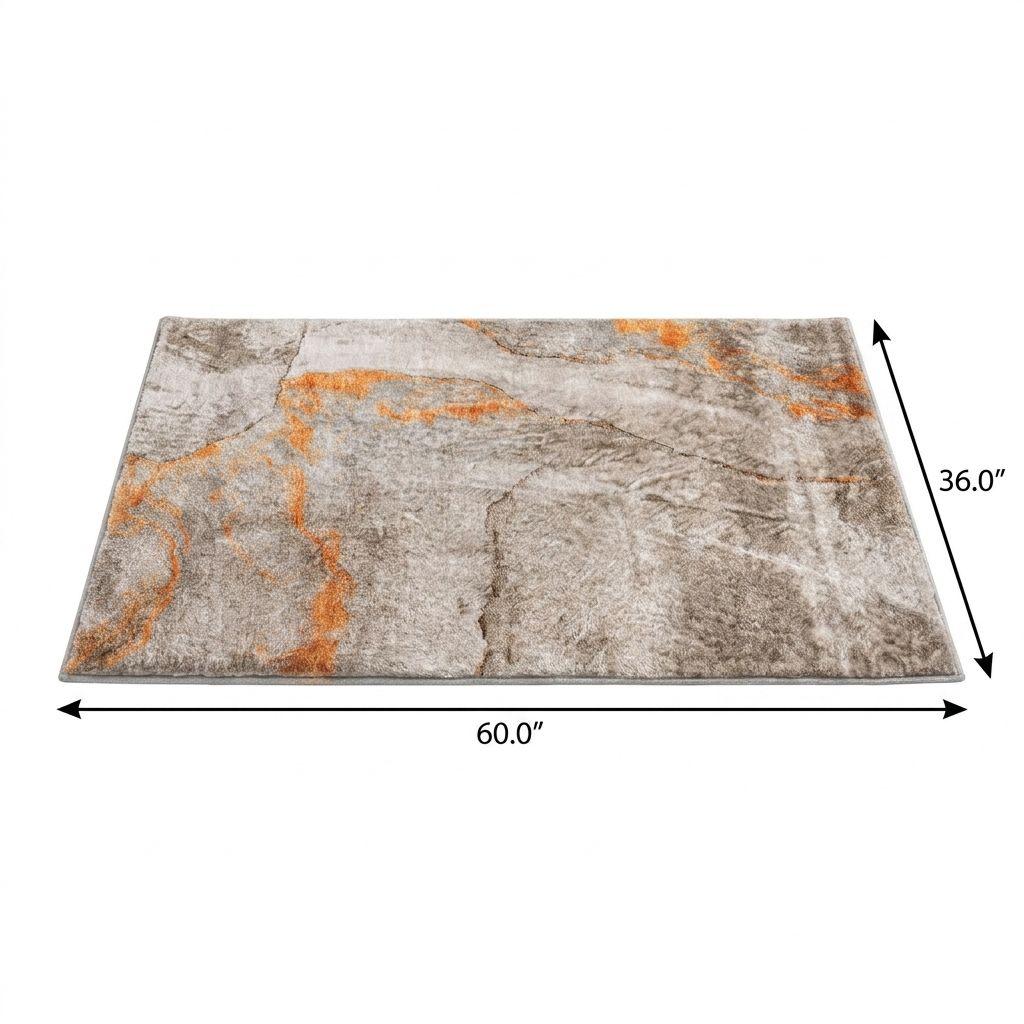 3' X 5' Orange And Peach Abstract Shag Washable Area Rug With UV Protection - HomeRoots - Flyclothing LLC