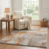 5' X 8' Orange And Peach Abstract Shag Washable Area Rug With UV Protection - HomeRoots - Flyclothing LLC