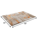 5' X 8' Orange And Peach Abstract Shag Washable Area Rug With UV Protection - HomeRoots - Flyclothing LLC