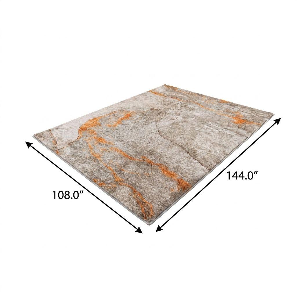 9' X 12' Orange And Peach Abstract Shag Washable Area Rug With UV Protection - HomeRoots - Flyclothing LLC