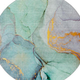 8' Teal And Blue Abstract Shag Washable Round Rug With UV Protection - HomeRoots - Flyclothing LLC