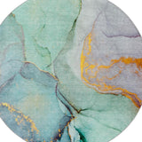 8' Teal And Blue Abstract Shag Washable Round Rug With UV Protection - HomeRoots - Flyclothing LLC