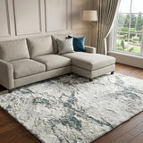 8' X 10' Teal And Blue Abstract Shag Washable Area Rug With UV Protection - HomeRoots - Flyclothing LLC