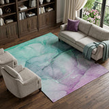 8' X 10' Green And Teal Abstract Shag Washable Area Rug With UV Protection - HomeRoots - Flyclothing LLC