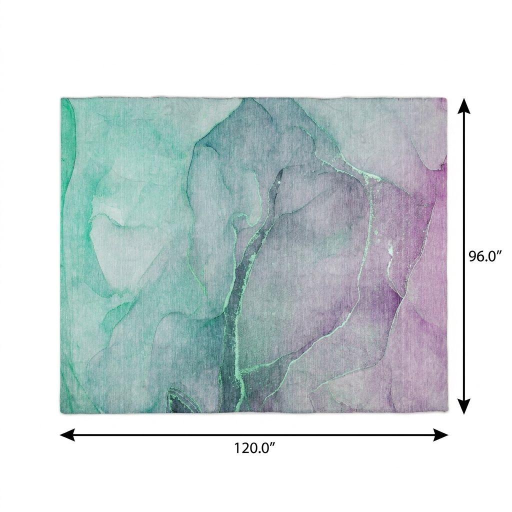 8' X 10' Green And Teal Abstract Shag Washable Area Rug With UV Protection - HomeRoots - Flyclothing LLC