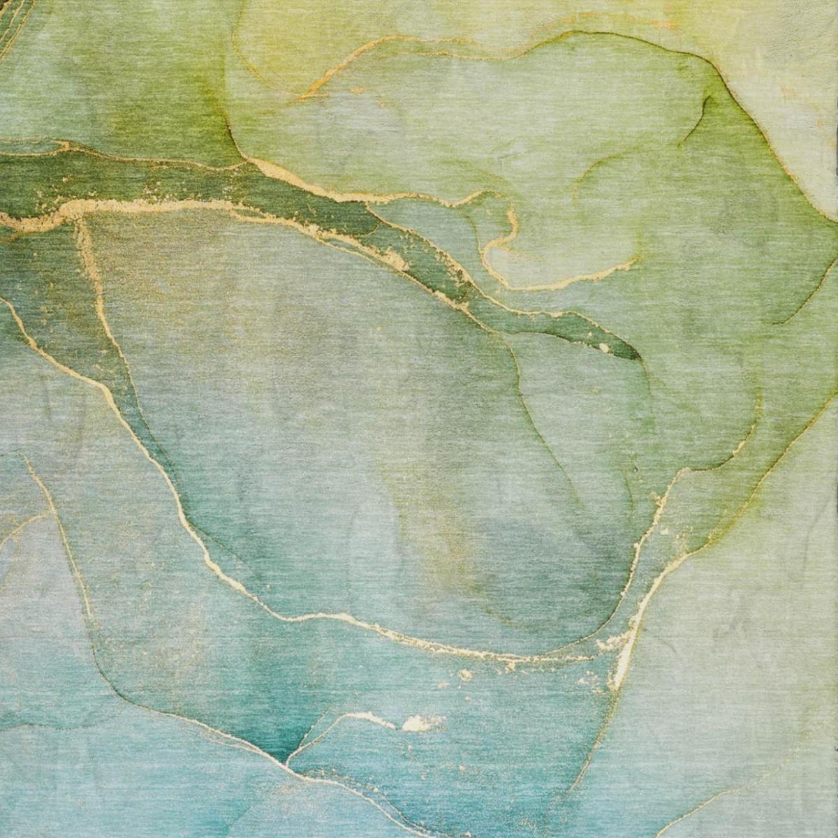 3' X 5' Green And Yellow Abstract Shag Washable Area Rug With UV Protection - HomeRoots - Flyclothing LLC