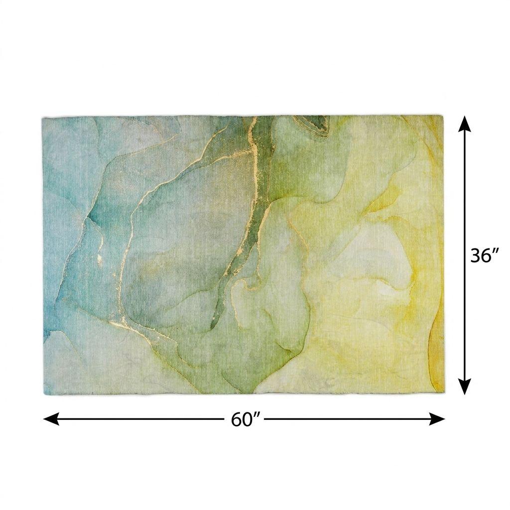 3' X 5' Green And Yellow Abstract Shag Washable Area Rug With UV Protection - HomeRoots - Flyclothing LLC