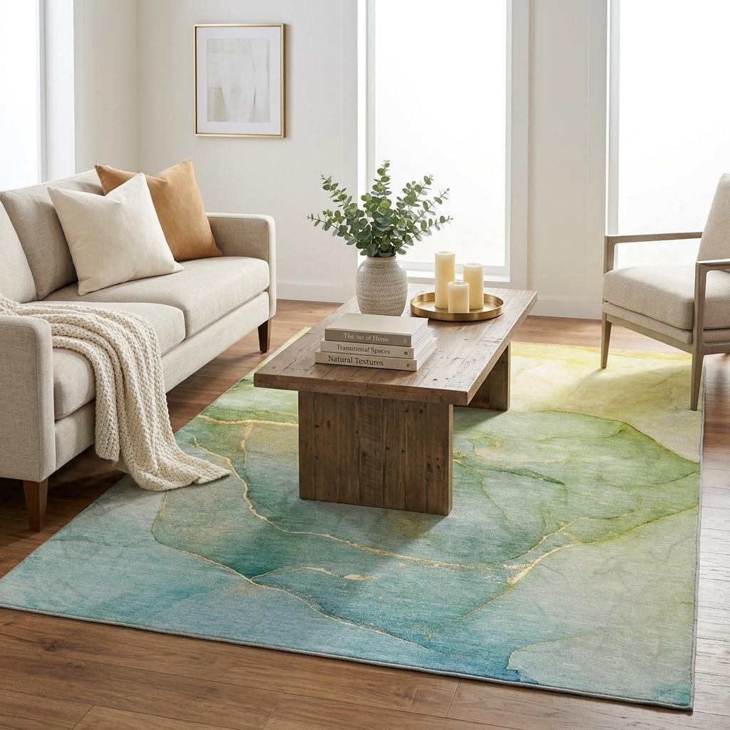 5' X 8' Green And Yellow Abstract Shag Washable Area Rug With UV Protection - HomeRoots - Flyclothing LLC