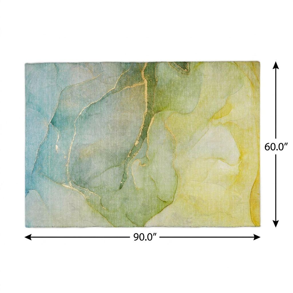 5' X 8' Green And Yellow Abstract Shag Washable Area Rug With UV Protection - HomeRoots - Flyclothing LLC
