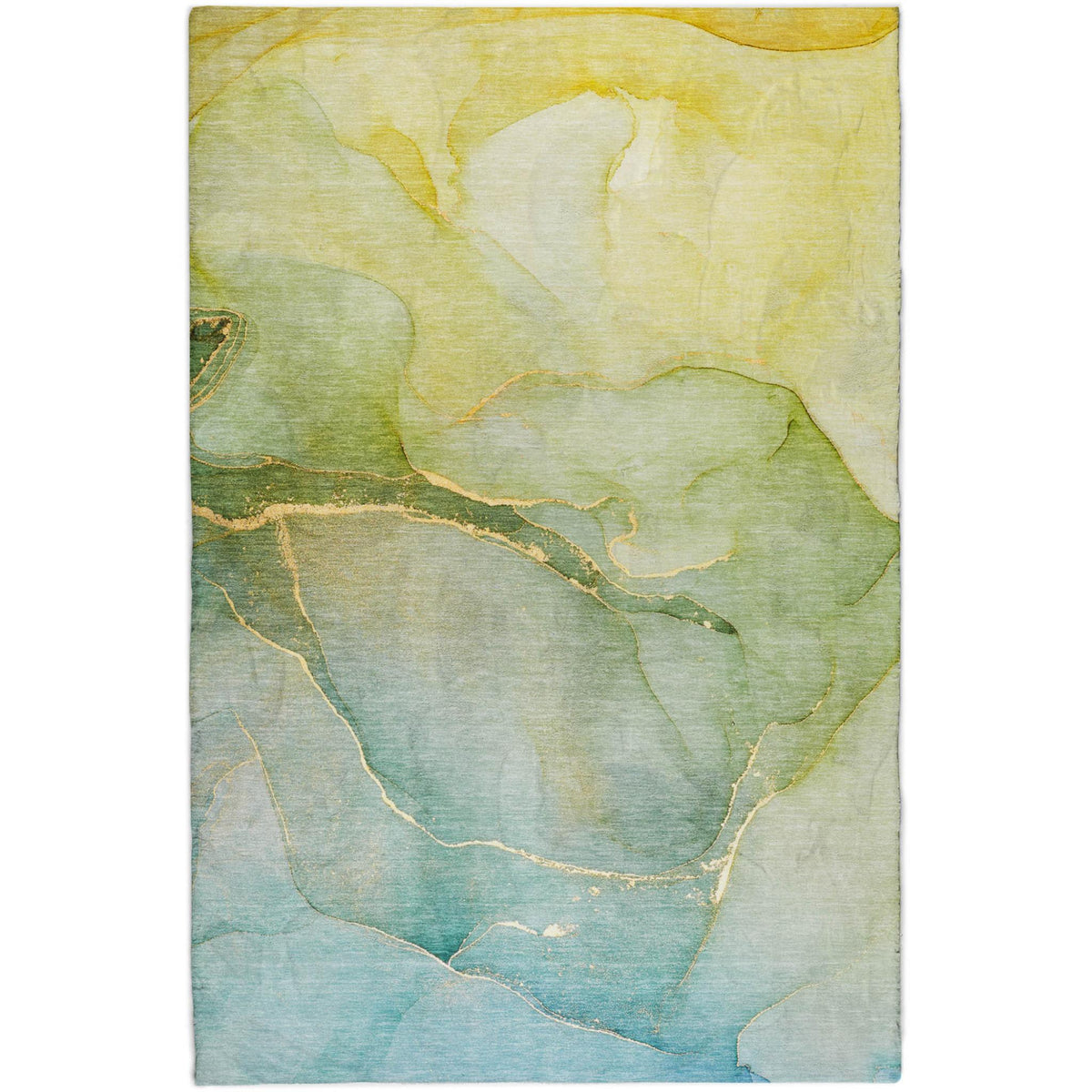 10' X 14' Green And Yellow Abstract Shag Washable Area Rug With UV Protection - HomeRoots - Flyclothing LLC