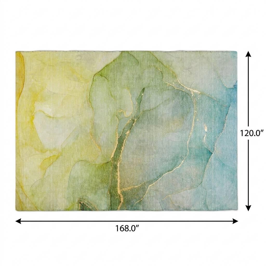 10' X 14' Green And Yellow Abstract Shag Washable Area Rug With UV Protection - HomeRoots - Flyclothing LLC