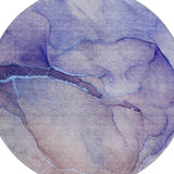 8' Navy Blue And Blue Abstract Shag Washable Round Rug With UV Protection - HomeRoots - Flyclothing LLC