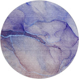 8' Navy Blue And Blue Abstract Shag Washable Round Rug With UV Protection - HomeRoots - Flyclothing LLC