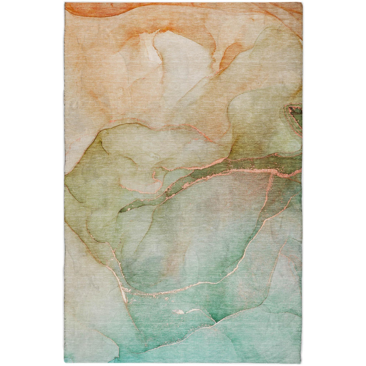 10' X 14' Teal And Orange Abstract Shag Washable Area Rug With UV Protection - HomeRoots - Flyclothing LLC