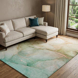 10' X 14' Teal And Orange Abstract Shag Washable Area Rug With UV Protection - HomeRoots - Flyclothing LLC