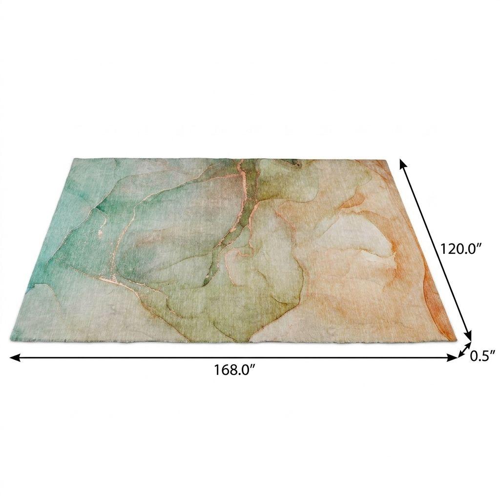 10' X 14' Teal And Orange Abstract Shag Washable Area Rug With UV Protection - HomeRoots - Flyclothing LLC