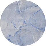 8' Blue And Denim Blue Abstract Shag Washable Round Rug With UV Protection - HomeRoots - Flyclothing LLC