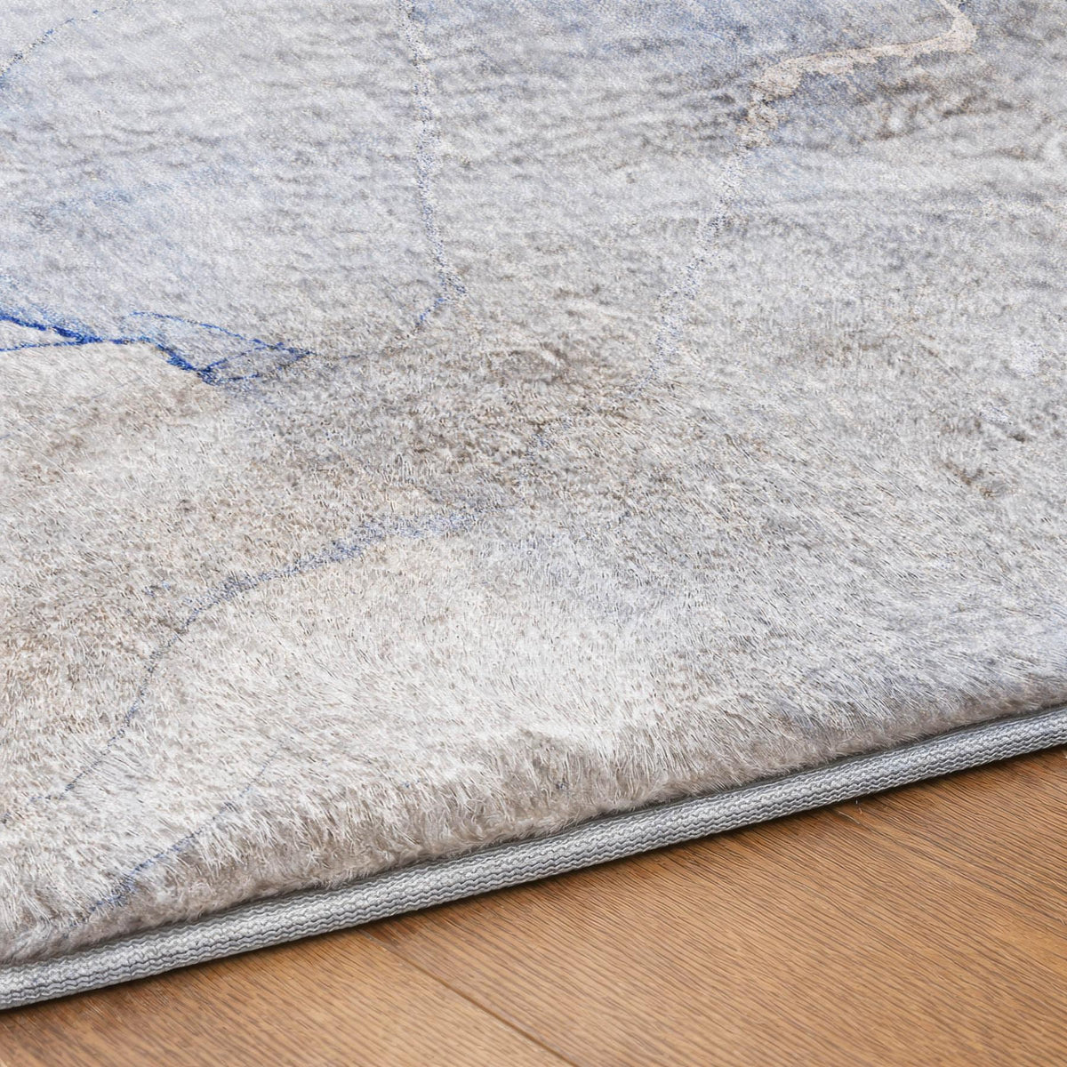 8' Blue And Denim Blue Abstract Shag Washable Round Rug With UV Protection - HomeRoots - Flyclothing LLC