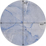 8' Blue And Denim Blue Abstract Shag Washable Round Rug With UV Protection - HomeRoots - Flyclothing LLC