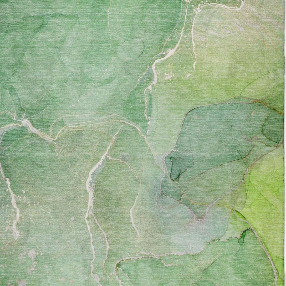 5' X 8' Green And Teal Abstract Shag Washable Area Rug With UV Protection - HomeRoots - Flyclothing LLC