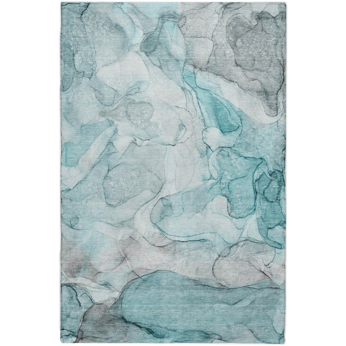 9' X 12' Teal And Gray Abstract Shag Washable Area Rug With UV Protection - HomeRoots - Flyclothing LLC