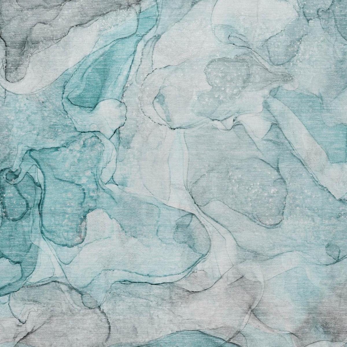 9' X 12' Teal And Gray Abstract Shag Washable Area Rug With UV Protection - HomeRoots - Flyclothing LLC