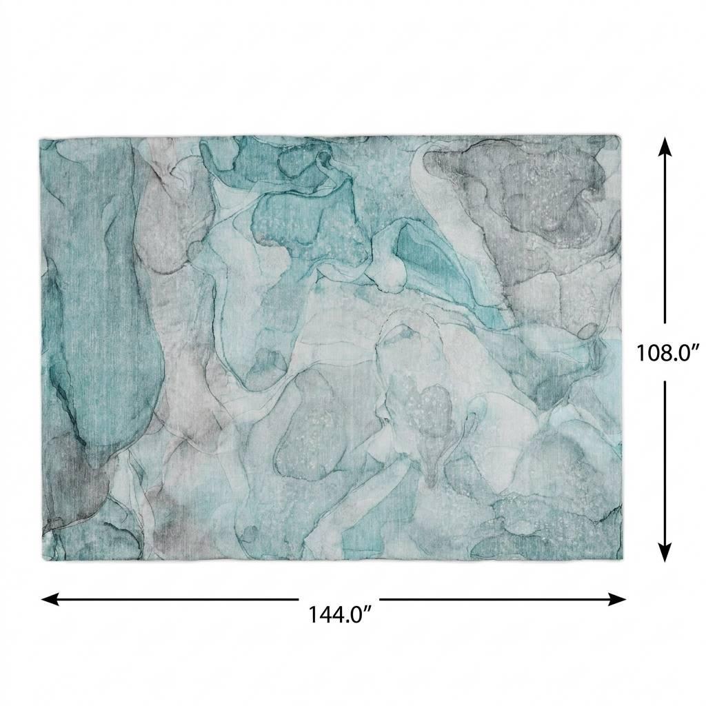 9' X 12' Teal And Gray Abstract Shag Washable Area Rug With UV Protection - HomeRoots - Flyclothing LLC