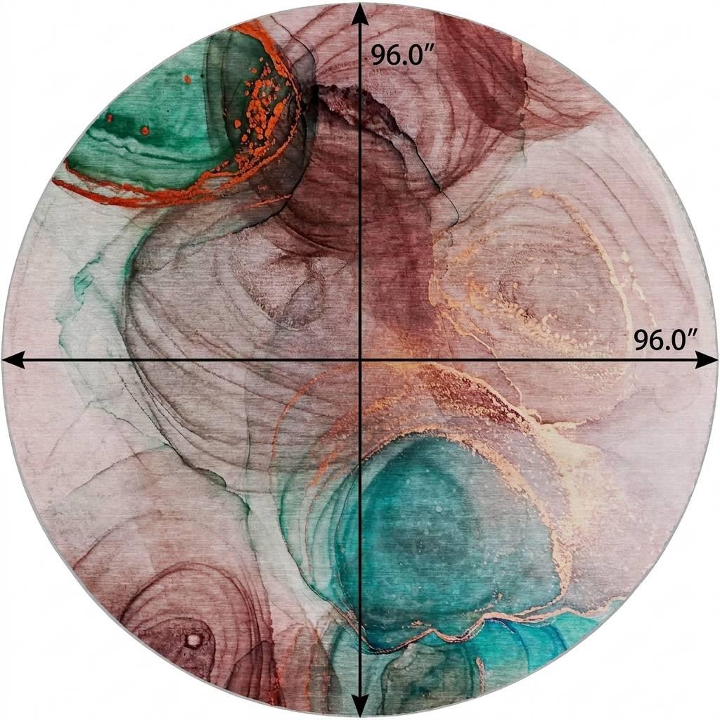 8' Burgundy And Blush Abstract Shag Washable Round Rug With UV Protection - HomeRoots - Flyclothing LLC