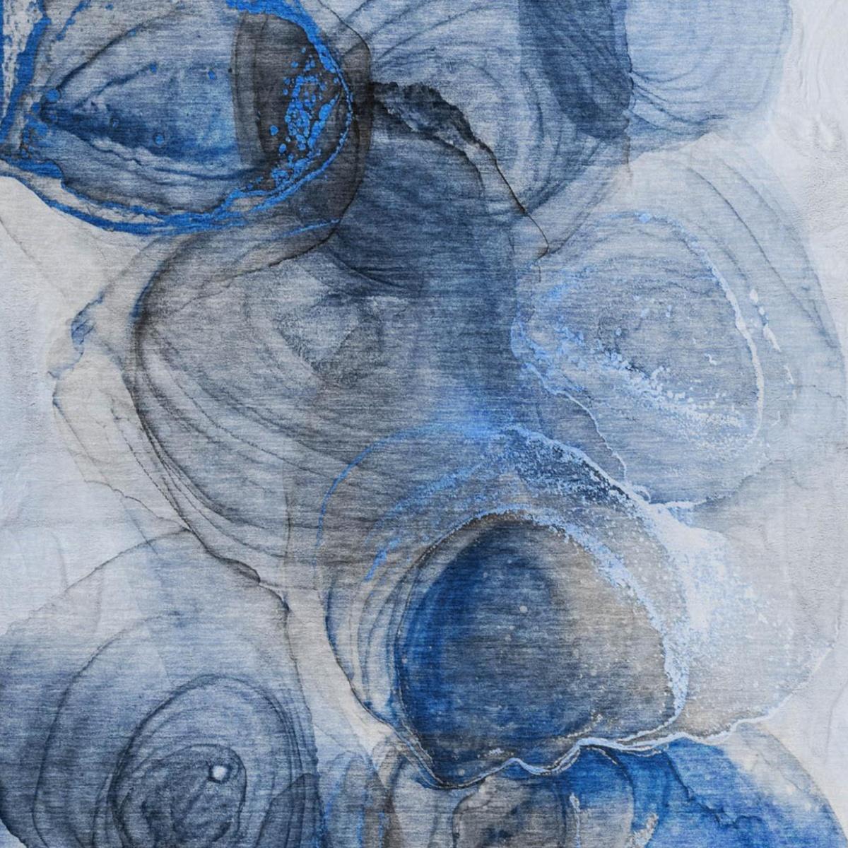 9' X 12' Navy Blue And Denim Blue Abstract Shag Washable Area Rug With UV Protection - HomeRoots - Flyclothing LLC