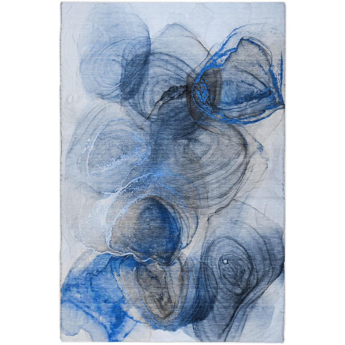 9' X 12' Navy Blue And Denim Blue Abstract Shag Washable Area Rug With UV Protection - HomeRoots - Flyclothing LLC