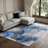 9' X 12' Navy Blue And Denim Blue Abstract Shag Washable Area Rug With UV Protection - HomeRoots - Flyclothing LLC