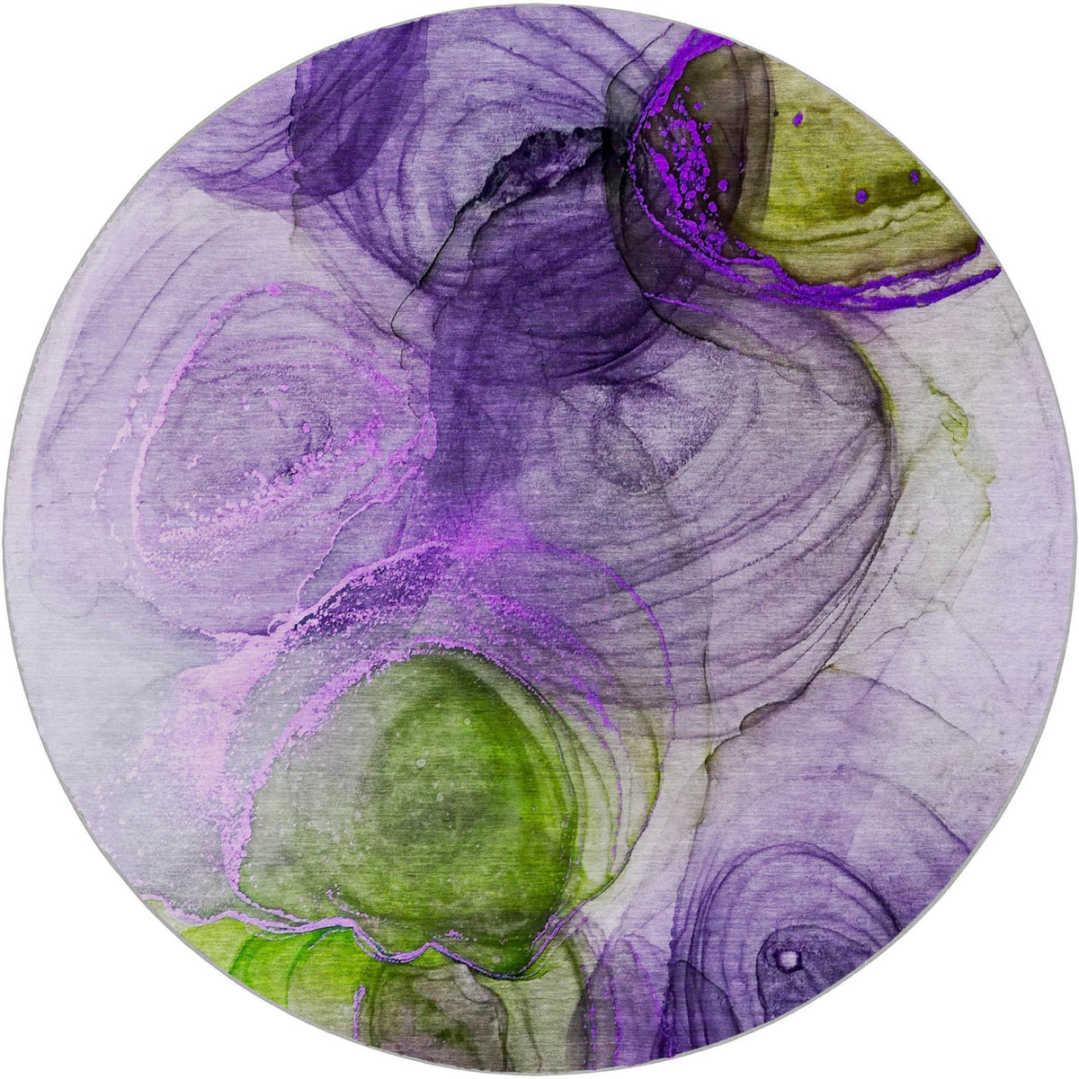 8' Purple And Lavender Abstract Shag Washable Round Rug With UV Protection - HomeRoots - Flyclothing LLC