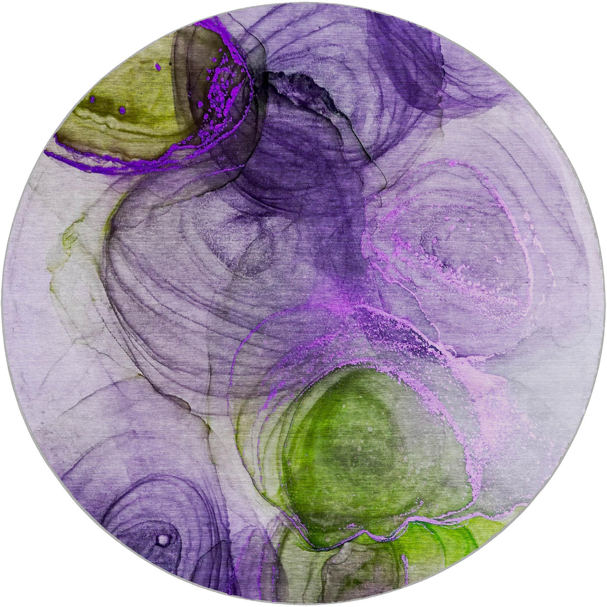 8' Purple And Lavender Abstract Shag Washable Round Rug With UV Protection - HomeRoots - Flyclothing LLC