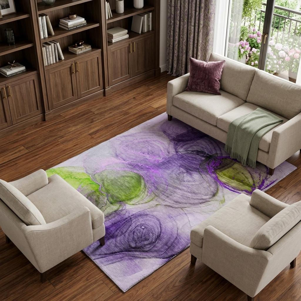 8' X 10' Purple And Lavender Abstract Shag Washable Area Rug With UV Protection - HomeRoots - Flyclothing LLC