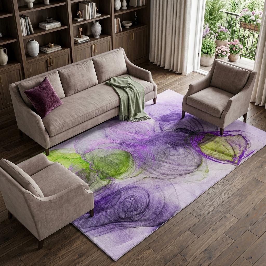 9' X 12' Purple And Lavender Abstract Shag Washable Area Rug With UV Protection - HomeRoots - Flyclothing LLC