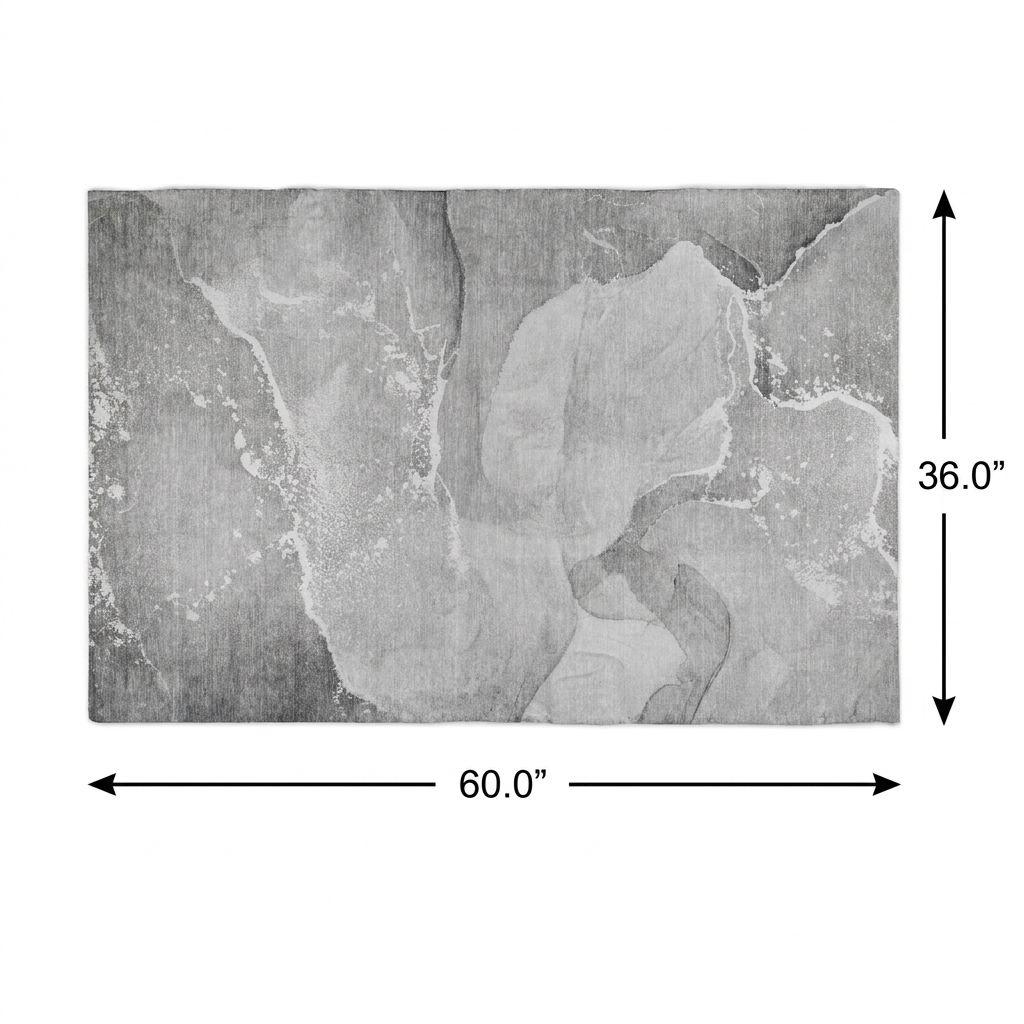 3' X 5' Gray And Silver Abstract Shag Washable Area Rug With UV Protection - HomeRoots - Flyclothing LLC