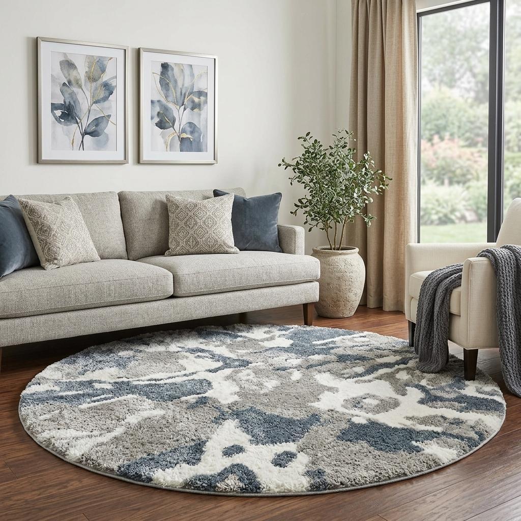 8' Brown And Chocolate Abstract Shag Washable Round Rug With UV Protection - HomeRoots - Flyclothing LLC