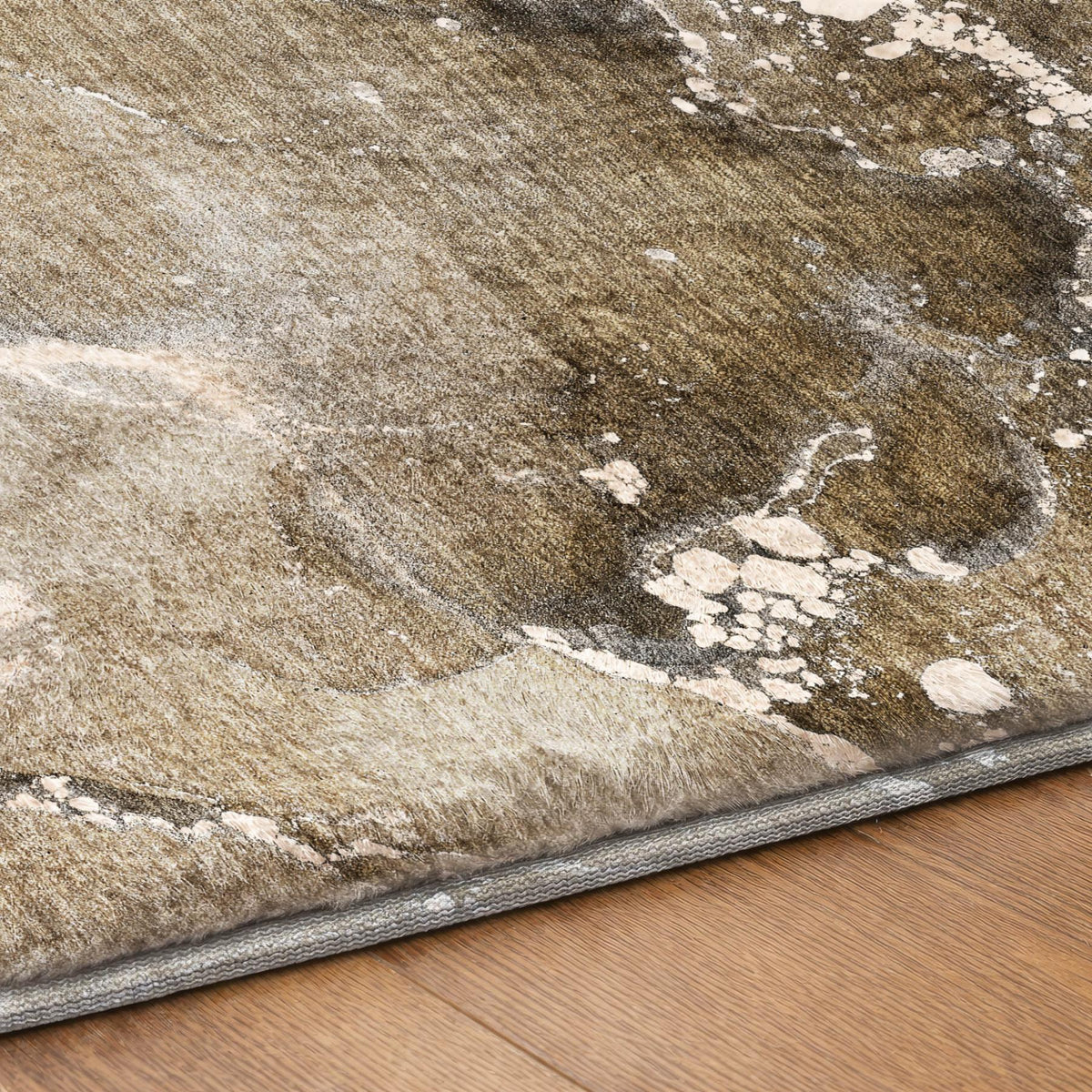 8' Brown And Chocolate Abstract Shag Washable Round Rug With UV Protection - HomeRoots - Flyclothing LLC