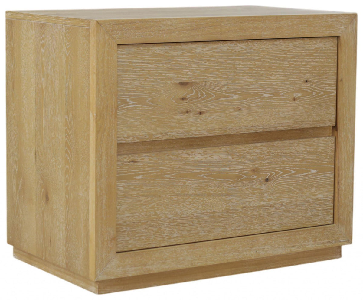 25" Oak Wood Two Drawer Nightstand - HomeRoots - Flyclothing LLC