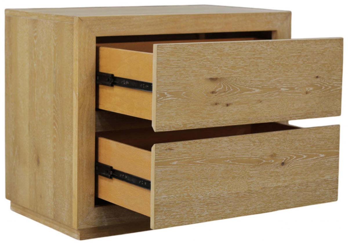 25" Oak Wood Two Drawer Nightstand - HomeRoots - Flyclothing LLC