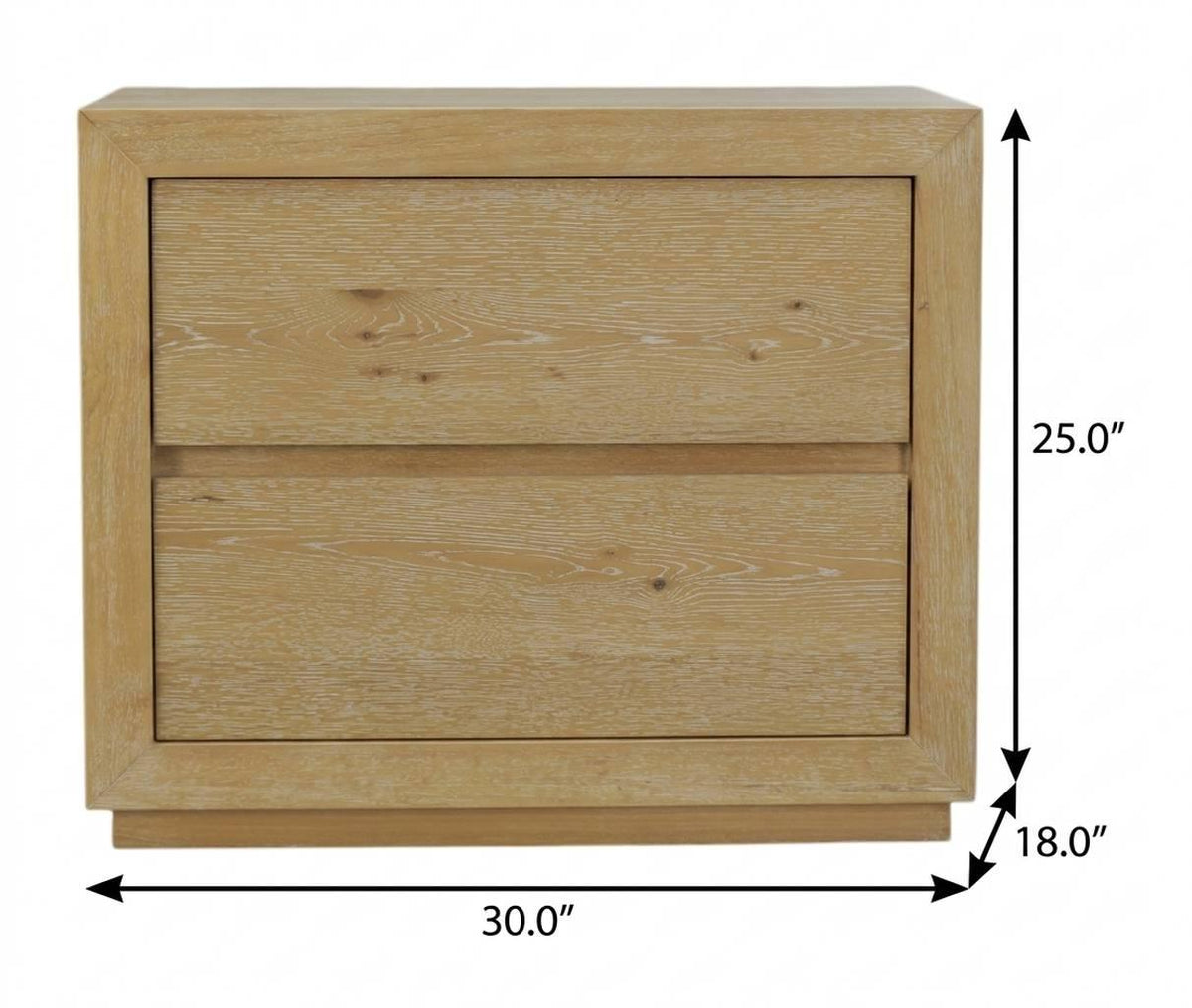 25" Oak Wood Two Drawer Nightstand - HomeRoots - Flyclothing LLC