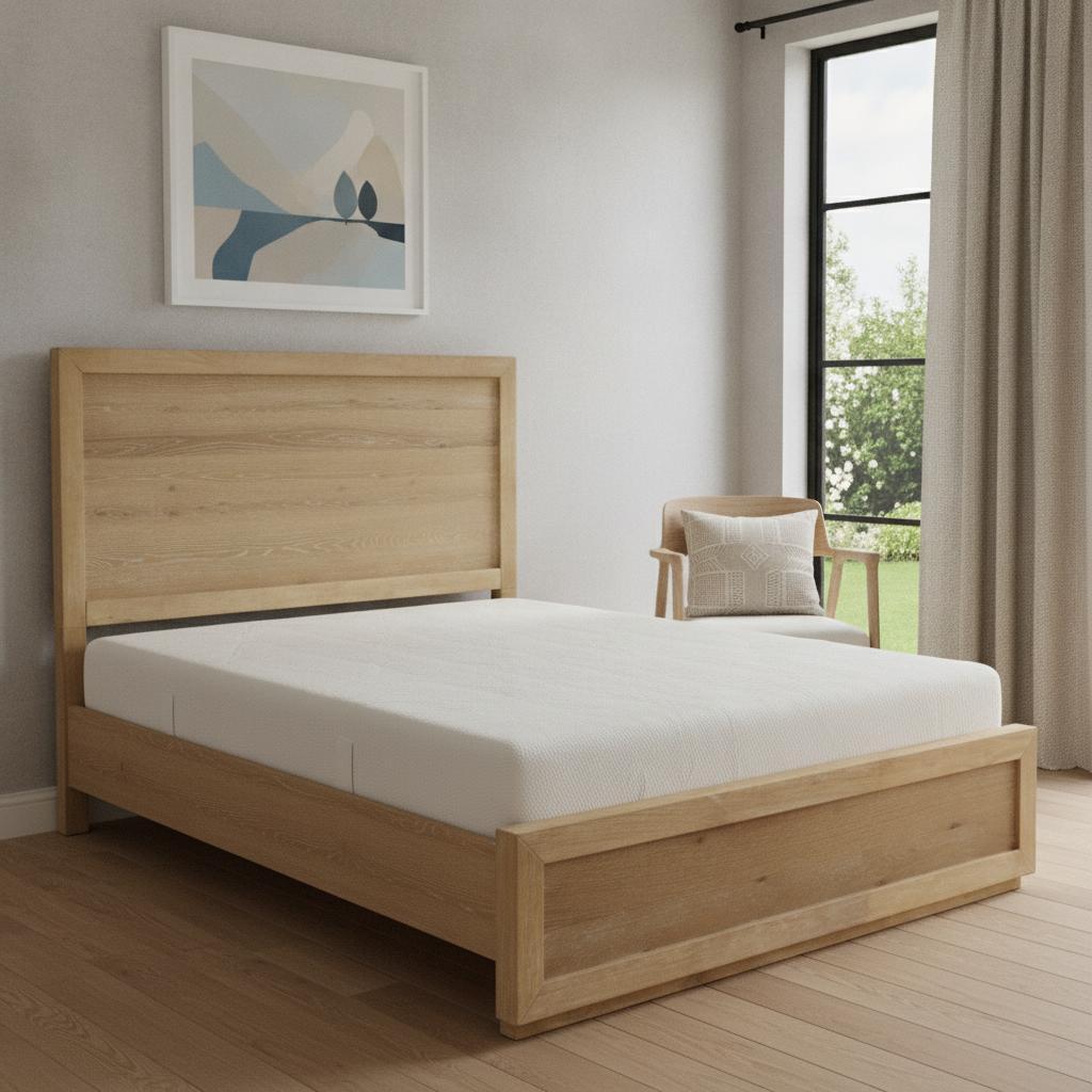 Oak Wood Queen Bed Frame - HomeRoots - Flyclothing LLC
