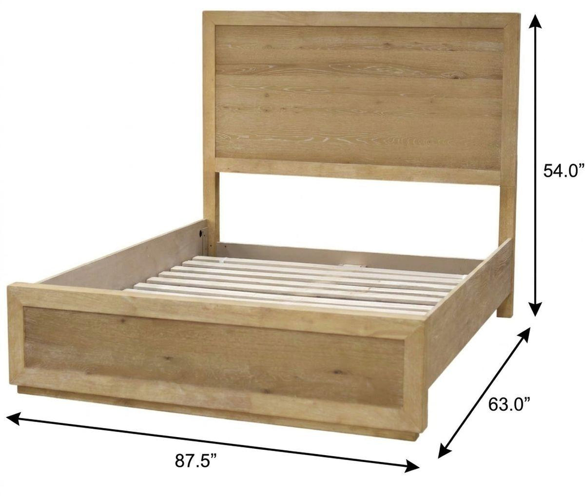 Oak Wood Queen Bed Frame - HomeRoots - Flyclothing LLC