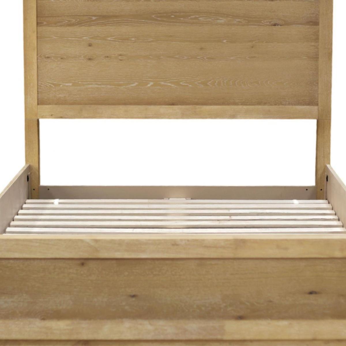 Oak Wood Queen Bed Frame - HomeRoots - Flyclothing LLC