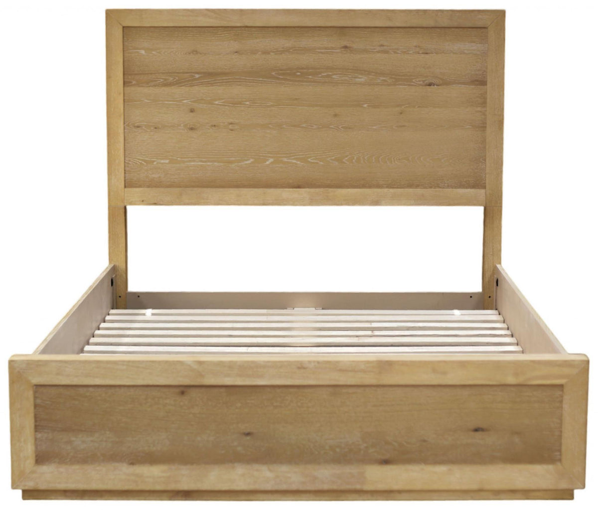 Oak Wood King Bed Frame - HomeRoots - Flyclothing LLC