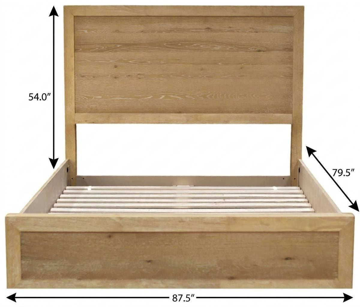 Oak Wood King Bed Frame - HomeRoots - Flyclothing LLC