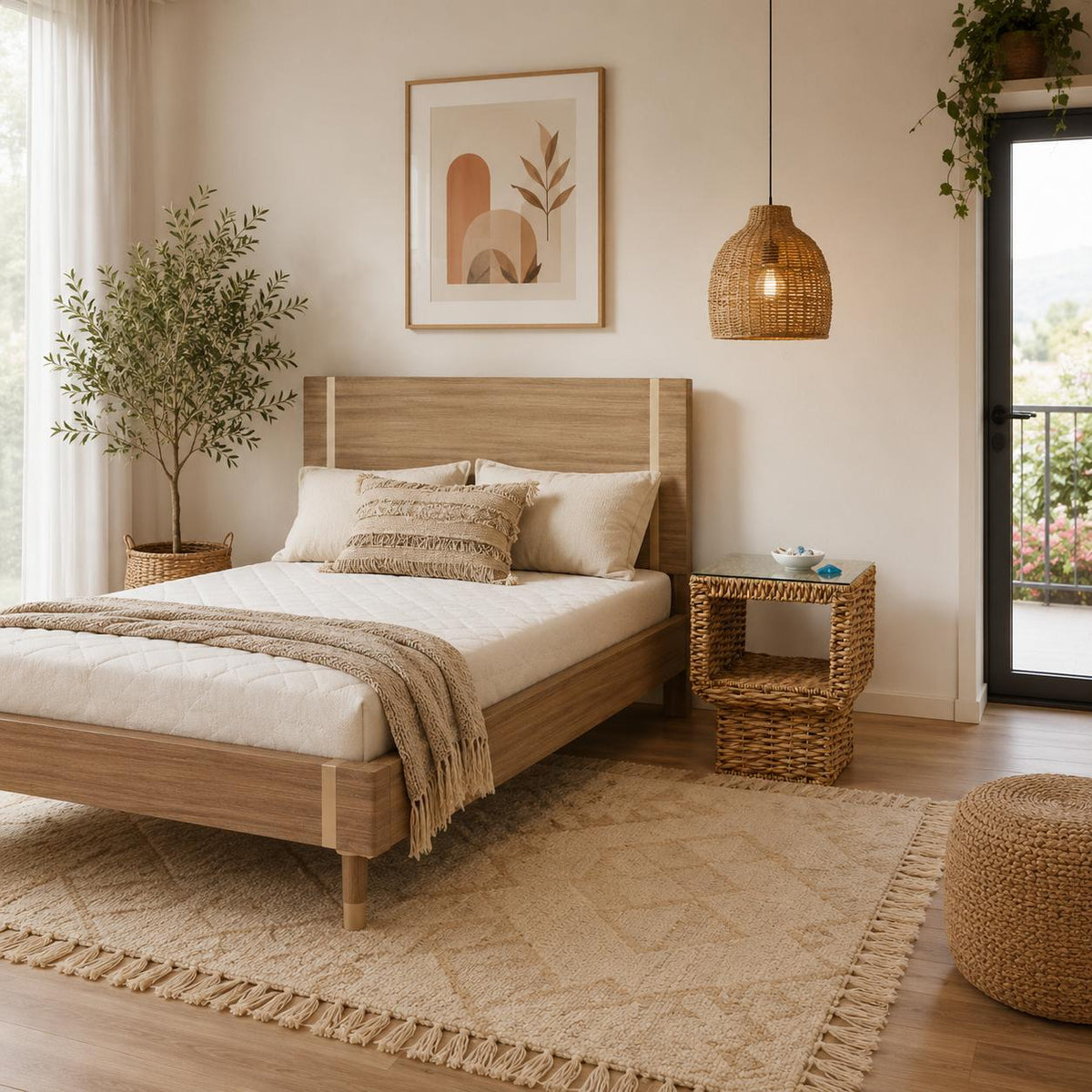 Natural Wood Full Bed Frame - HomeRoots - Flyclothing LLC