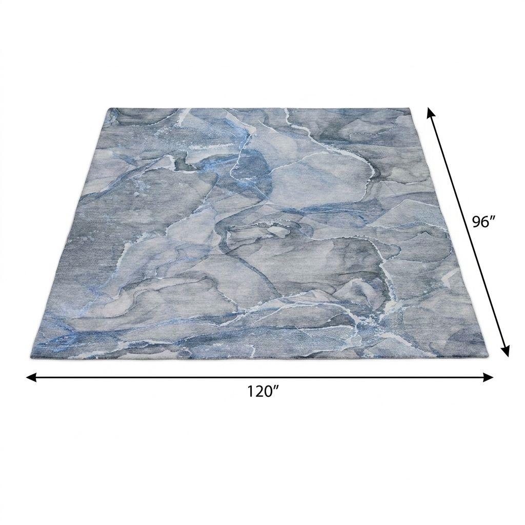 8' X 10' Blue And Gray Abstract Shag Washable Area Rug With UV Protection - HomeRoots - Flyclothing LLC