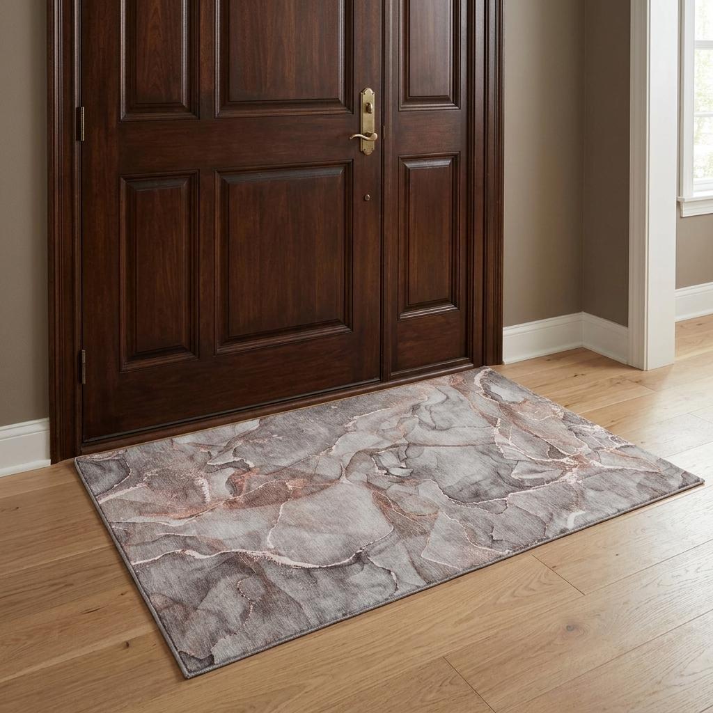 3' X 5' Gray And Charcoal Abstract Shag Washable Area Rug With UV Protection - HomeRoots - Flyclothing LLC