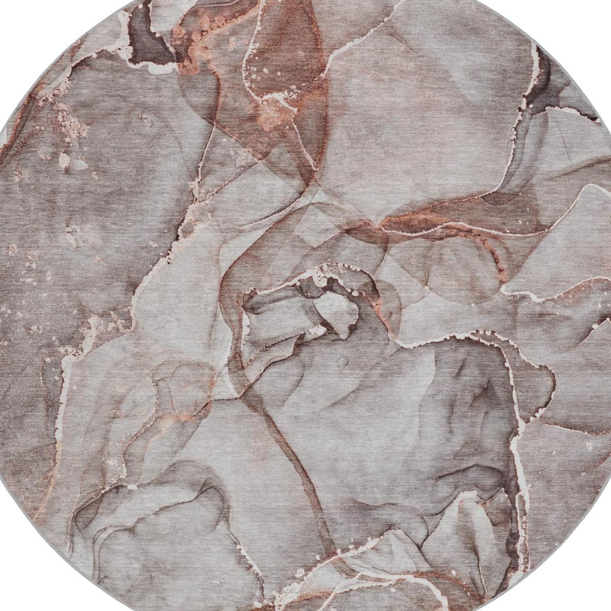 8' Gray And Charcoal Abstract Shag Washable Round Rug With UV Protection - HomeRoots - Flyclothing LLC